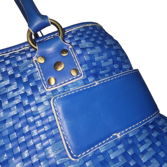Blue Spring & Summer Woven & Leather Cynthia Rowley Large Blue Women's Purse - Picture 3 of 8